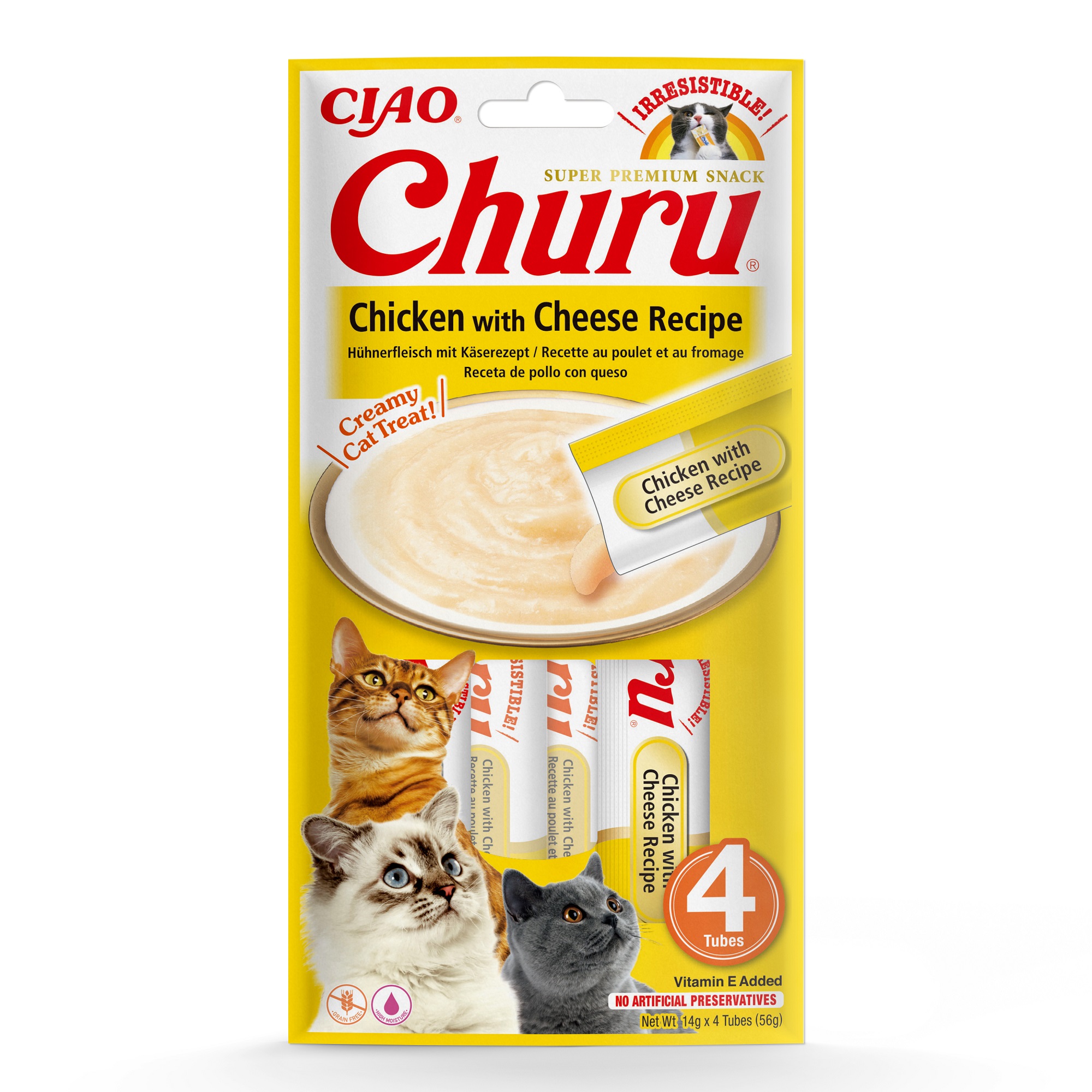 INABA Cat Churu Purée - pui și cașcaval 4 x 14 g