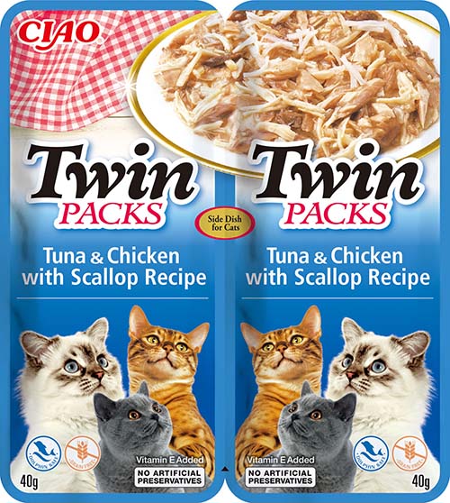 Inaba Cat Ciao Twin Packs zselés macskaeledel - tonhal, csirke, fésűkagyló 2 x 40 g