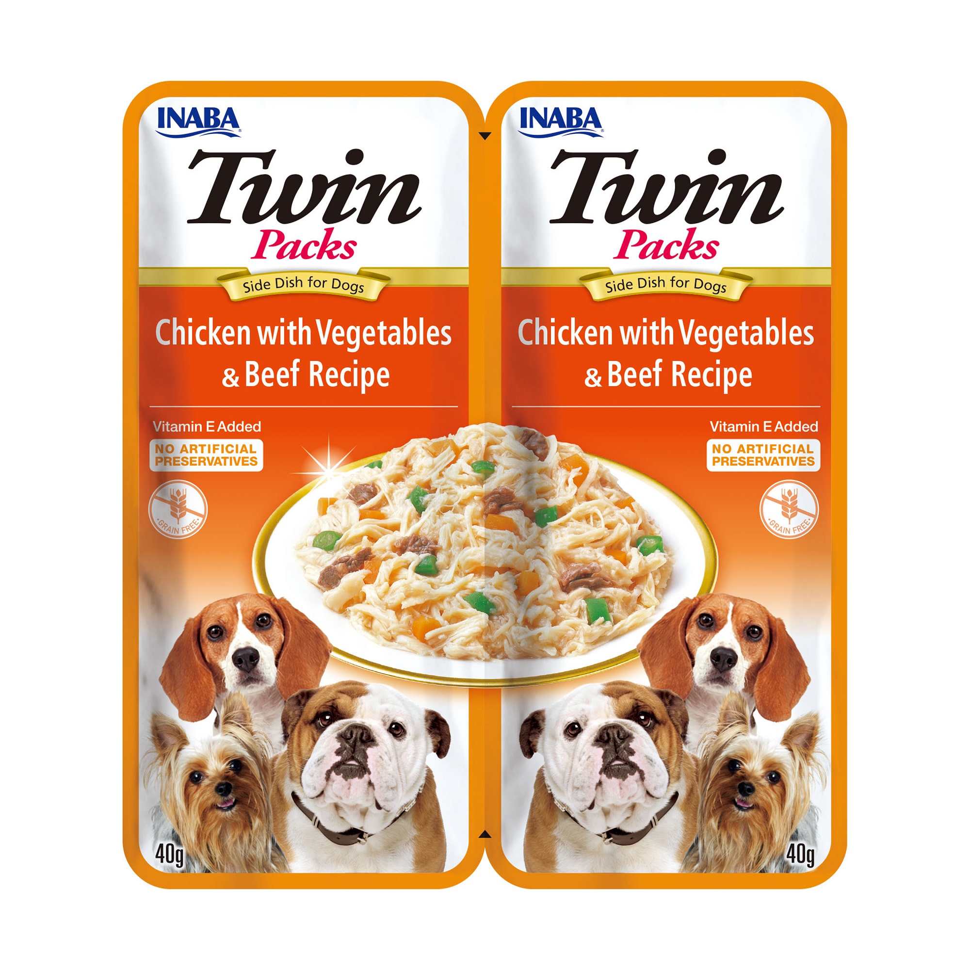 Inaba Dog Twin Packs zselés kutyaeledel - csirke zöldségekkel, marha 2 x 40 g