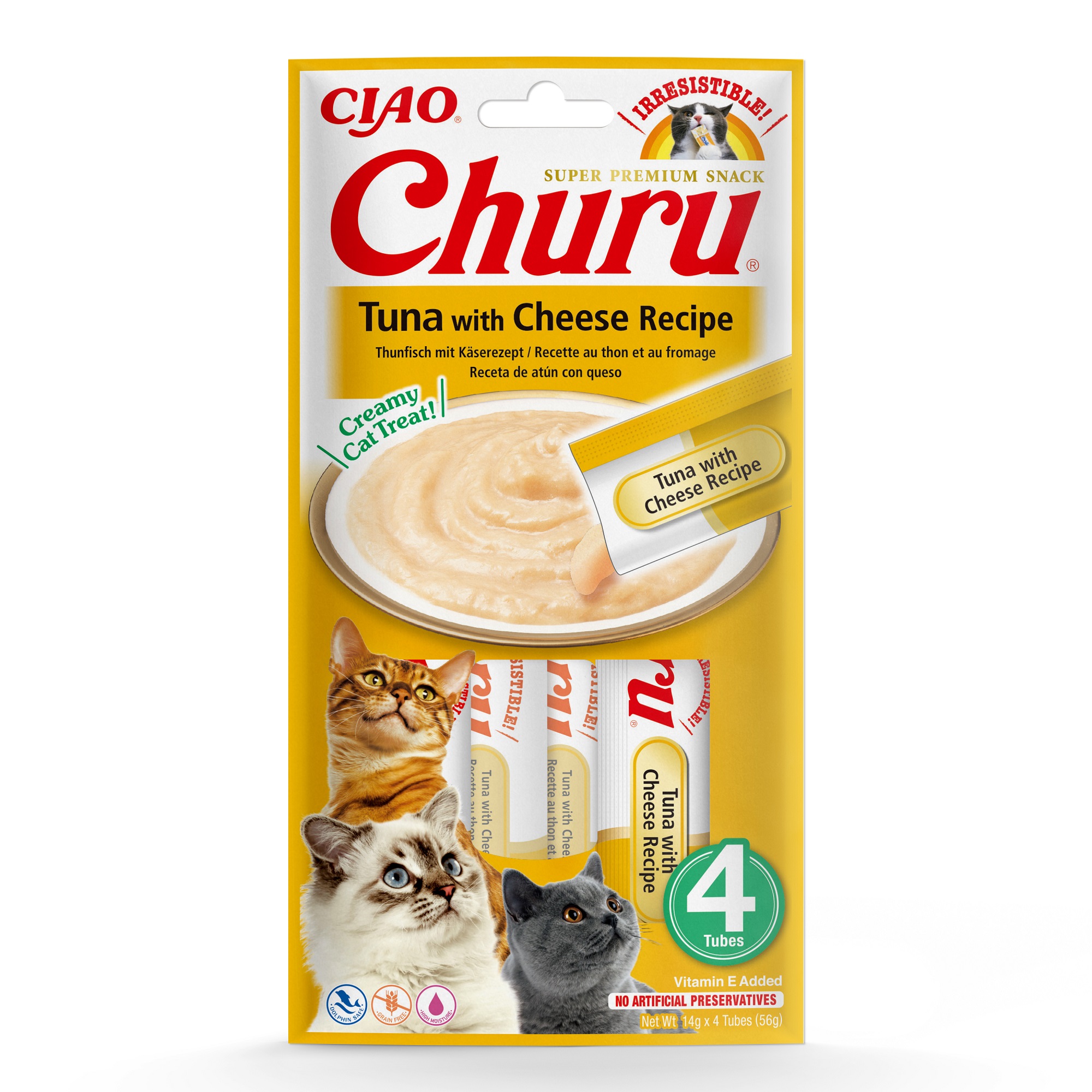 INABA Cat Ciao Churu - Thunfisch mit Käserezept 4 x 14 g