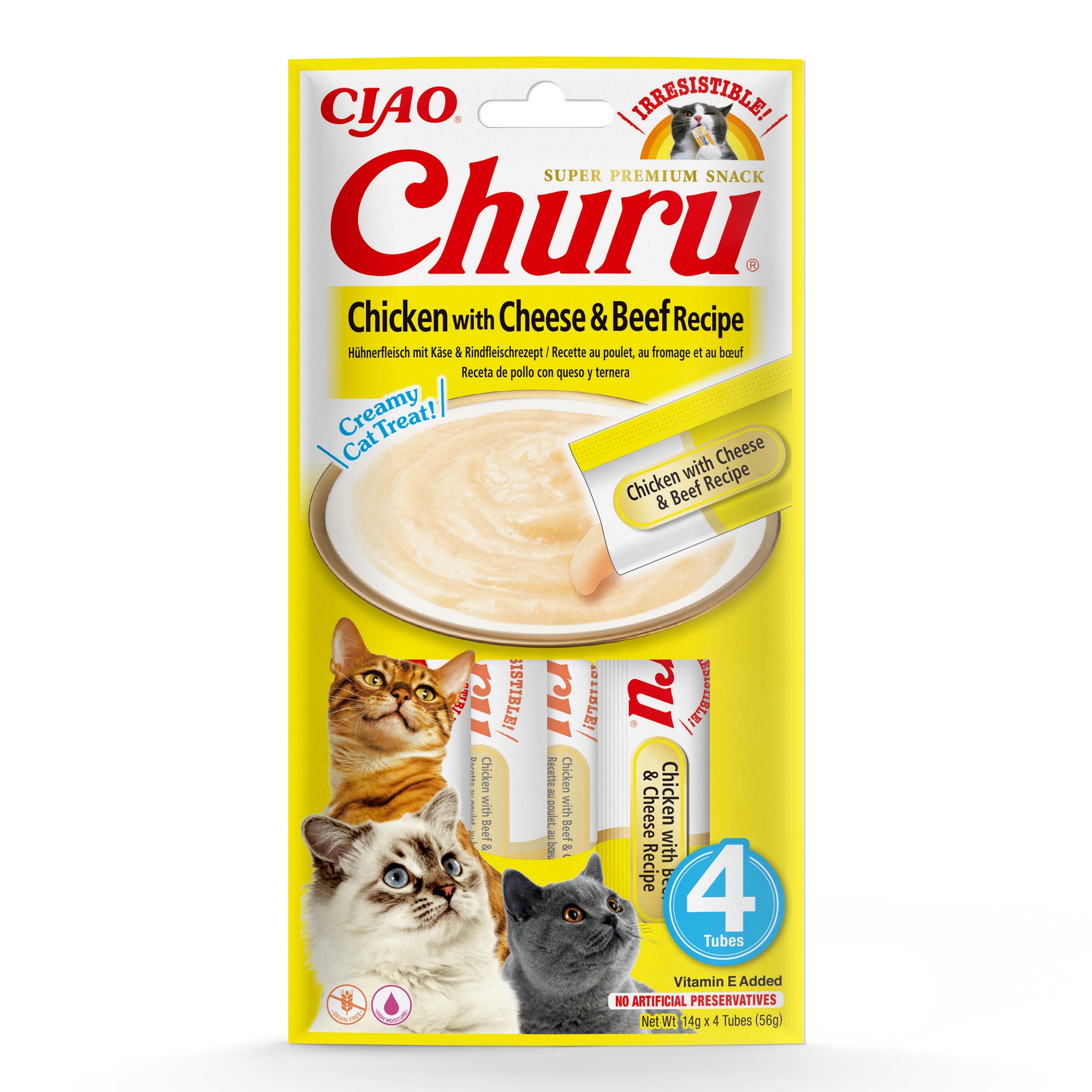 Inaba Cat Ciao Churu krémes macskaeledel - csirke, sajt, marha 4 x 14 g