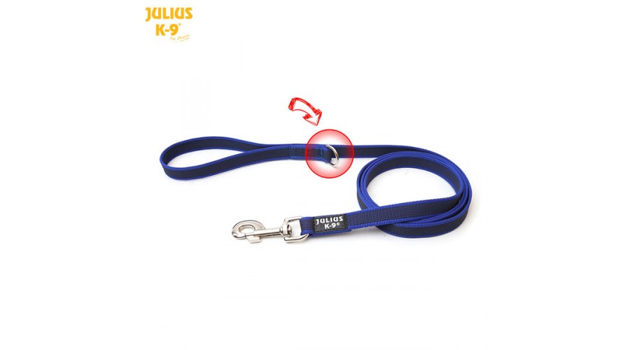 Julius-K9 gummierte Leine, blau 2 m / 20 mm mit Schlaufe 2 m (216GM-B-S2)