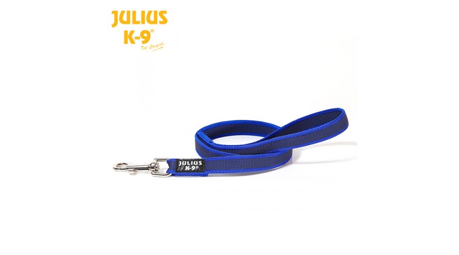 Julius-K9 gummierte Leine, blau 1,2 m / 20 mm mit Schlaufe 1,2m (216GM-B-1,2)