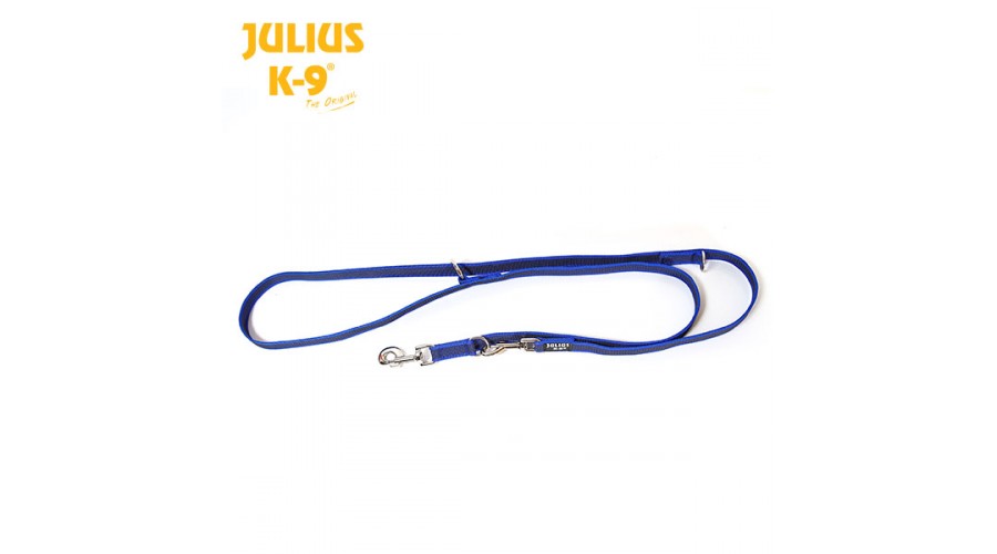 Julius-K9 verstellbare gummierte Leine, blau / 20 mm 2,2 m (216GM-B-DP)