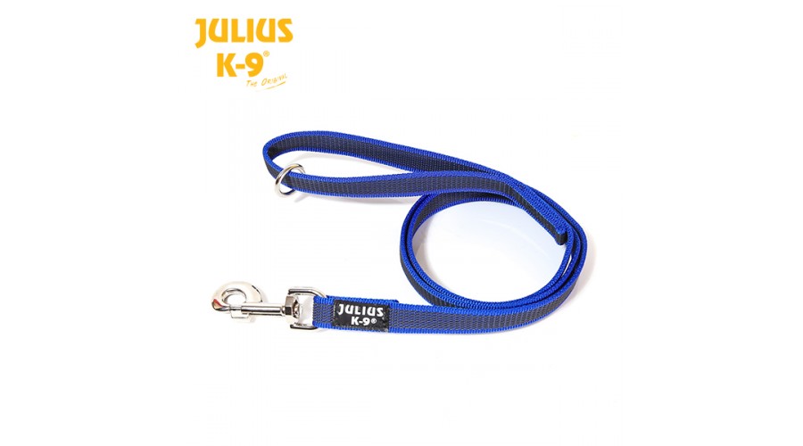 Julius-K9 gummierte Leine, blau 1,2 m / 20 mm mit O-Ring 1,2 m (216GM-B-1,2HS)