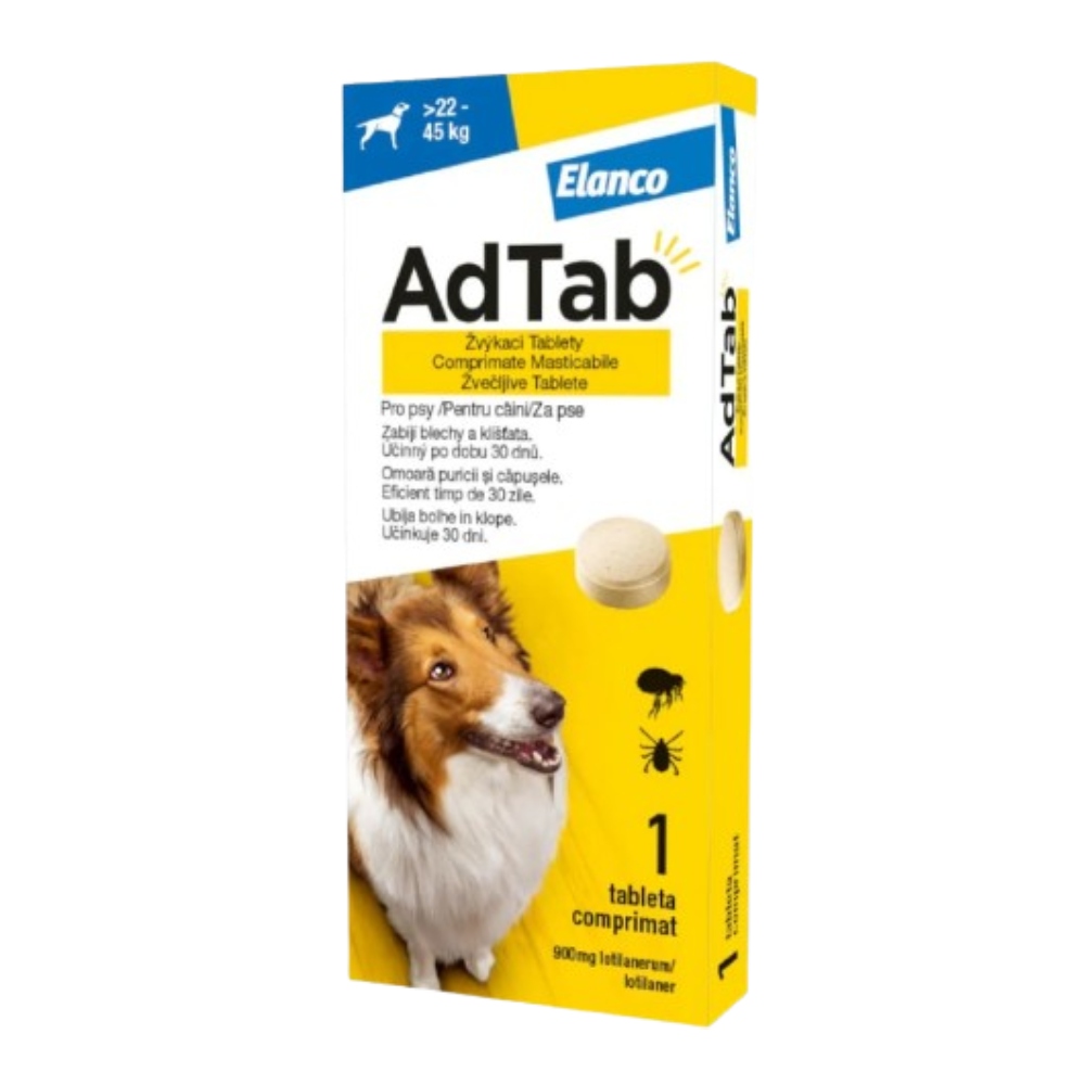 AdTab antiparazitare externă câini, comprimate masticabile 22-45 kg / 1 tabletă