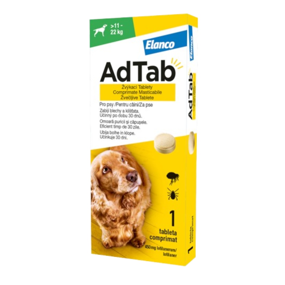 AdTab antiparazitare externă câini, comprimate masticabile 11-22 kg / 1 tabletă