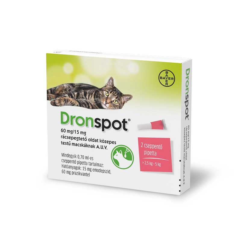 Dronspot spot on pre mačky stredného vzrastu (2,5-5 kg) A.U.V. 2 x 0,7 ml