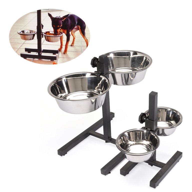 CAMON Doggy Bar Schüsselhalter mit H-Ständer und Schüsseln 1,9 L (C026/3)