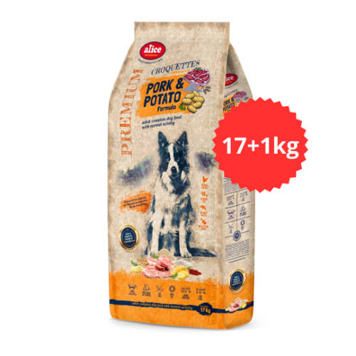 Alice Professional Adult Croquettes suché krmivo pro psy - vepřové s bramborami 17 + 1 kg