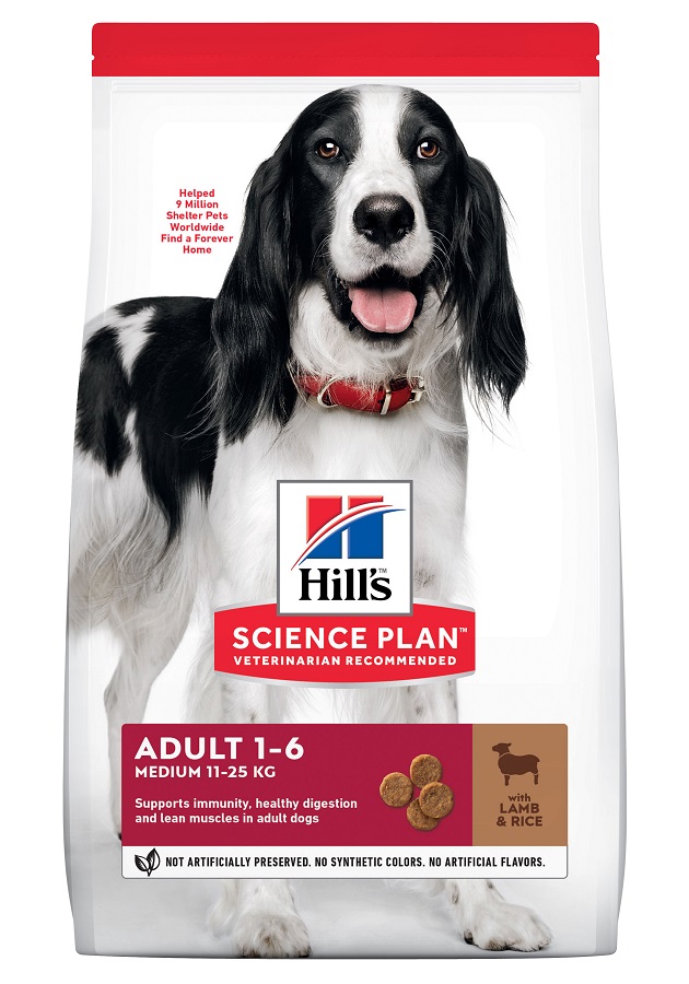 Hill's Science Plan Adult Medium száraz kutyatáp, bárány és rizs 14 kg (12 kg + 2 kg ajándék)