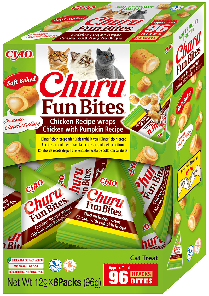Inaba Ciao Churu Fun Bites – kuřecí a dýňové plněné wrapy 96 g