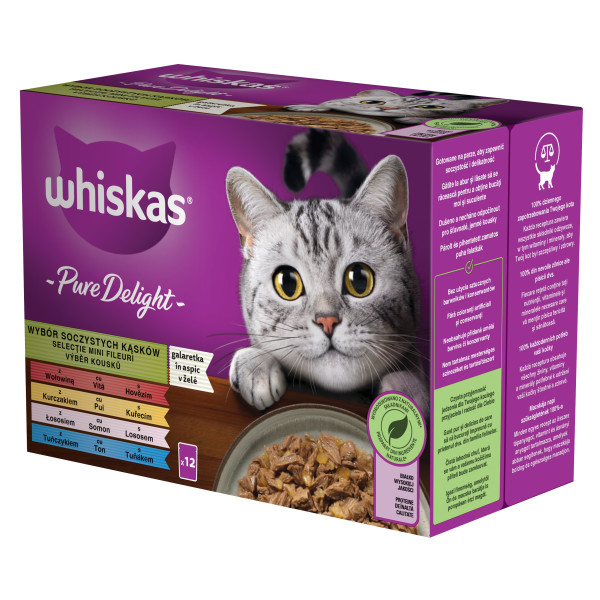 Whiskas Pure Delight alutasakos macskaeledel válogatás 4 x (12 x 85 g)
