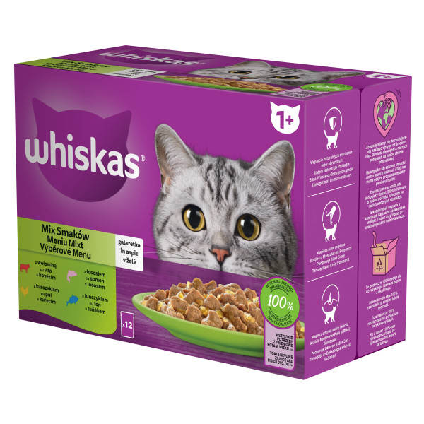 Whiskas alutasakos macskaeledel válogatás - halas, húsos 4 x (12 x 85 g)