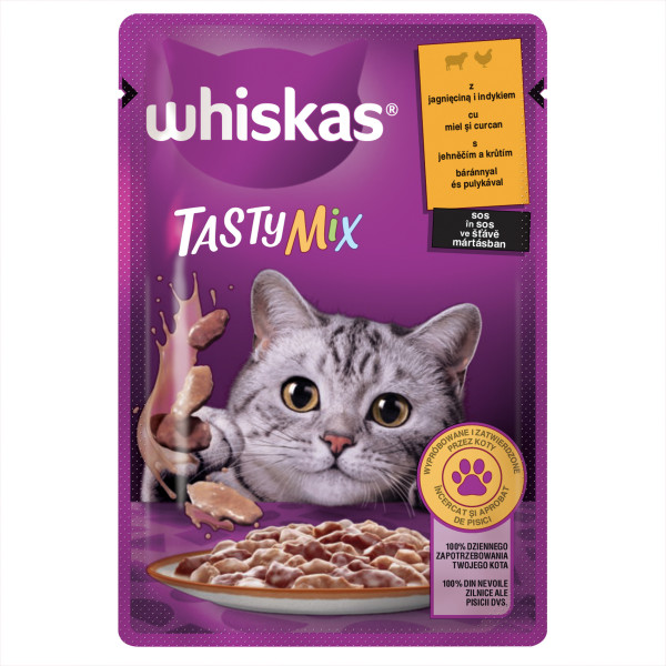Whiskas Tasty Mix krmivo pro kočky v kapsičkách - jehněčí, krůtí 85 g