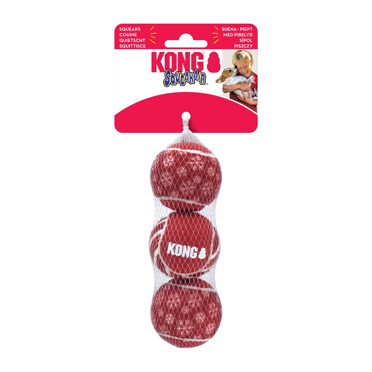 KONG božična žoga Squekair Ball Srednja (H21D145)