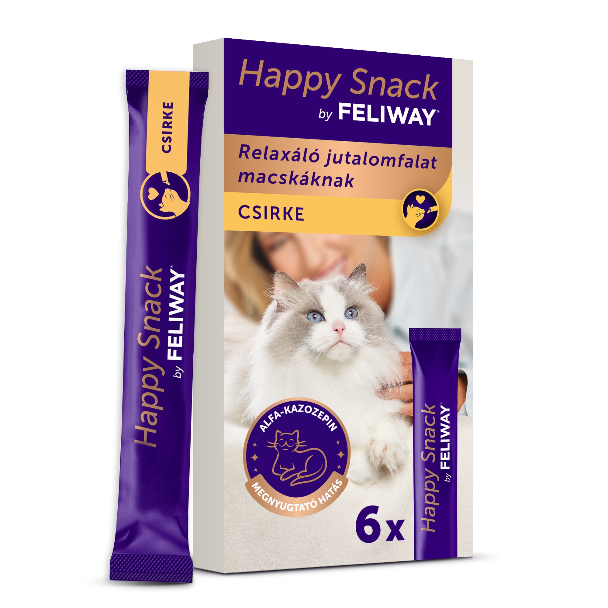 Happy Snack by FELIWAY - krémová kuřecí pamlsek pro kočky 6 ks