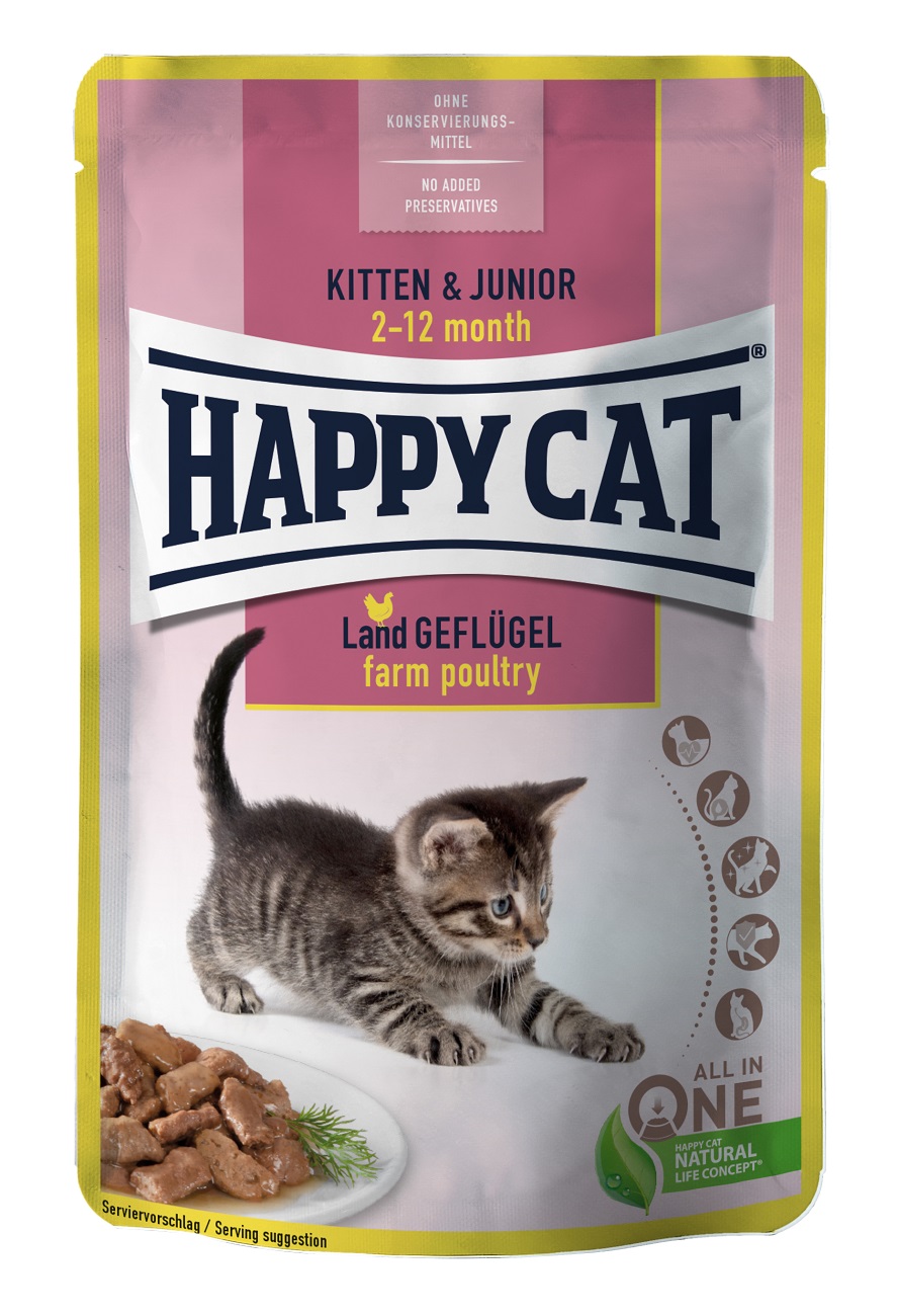 Happy Cat Kitten & Junior Land Geflügel kapsičky - Drůbeží 85 g