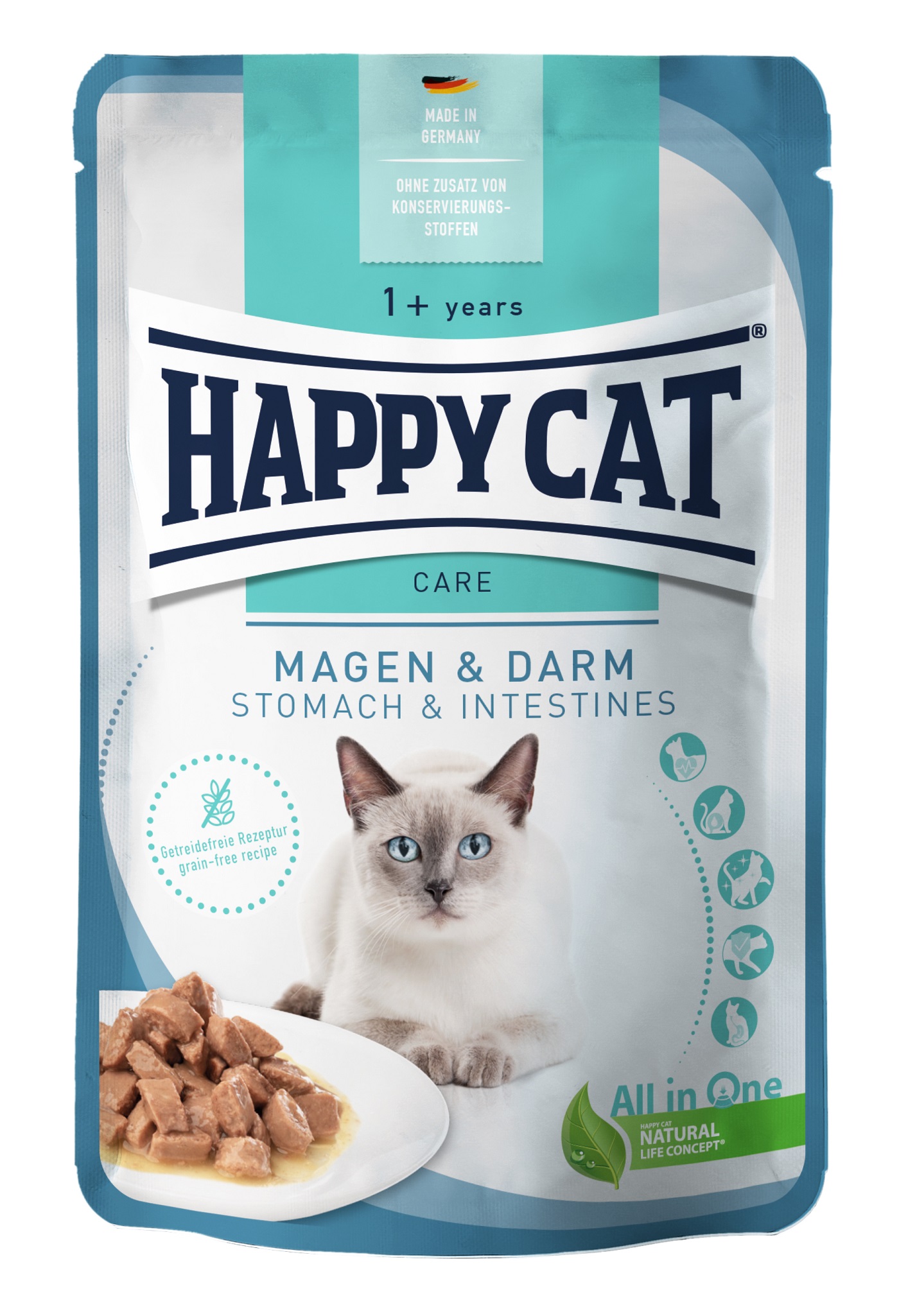 Happy Cat Sensitive Stomach & Intestines hrana v aluminijsatih vrečkah 85 g (NOVA)