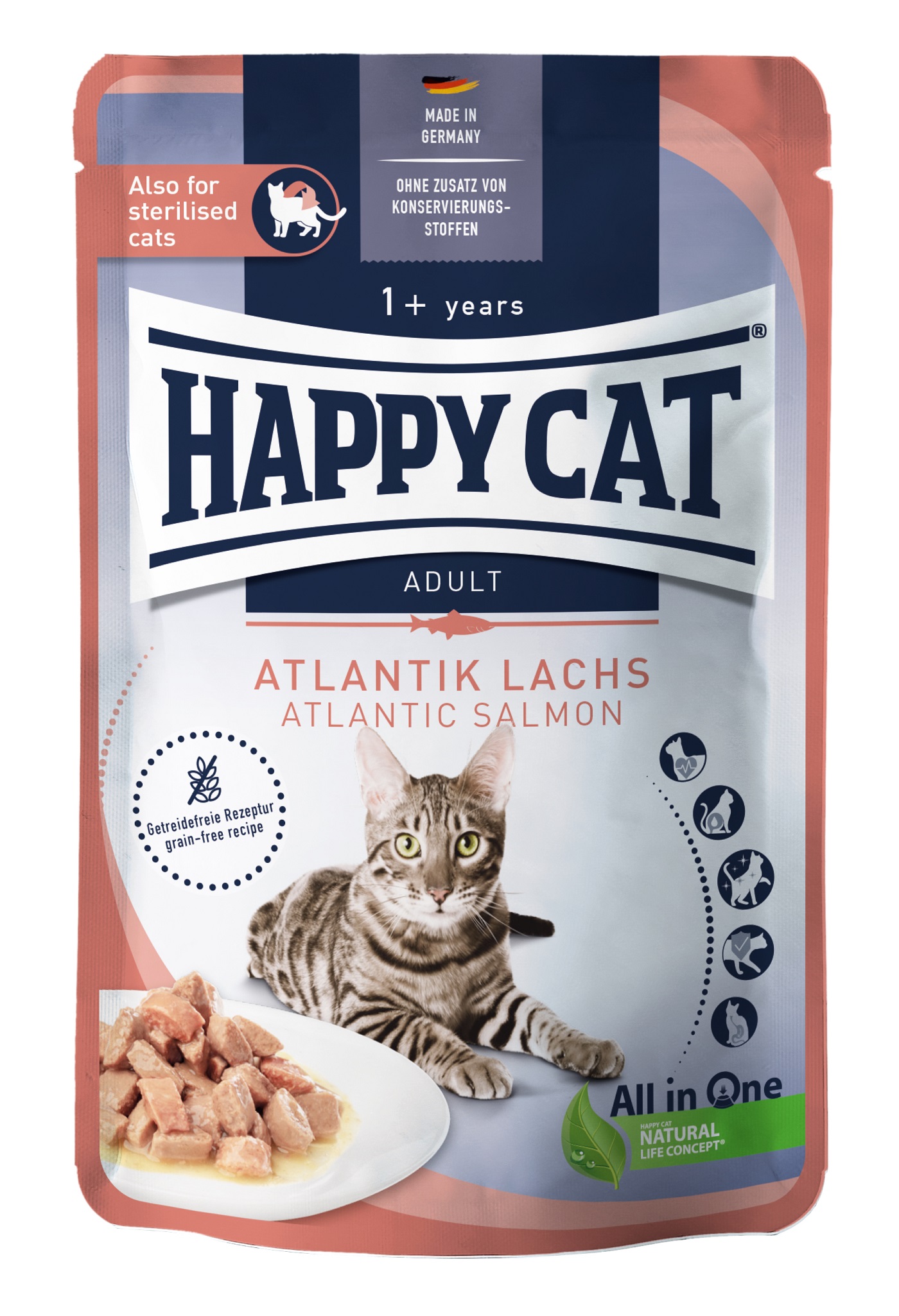 Happy Cat Culinary Atlantik Lachs mokra hrana v aluminijasti vrečki - Losos 85 g (NOVA)