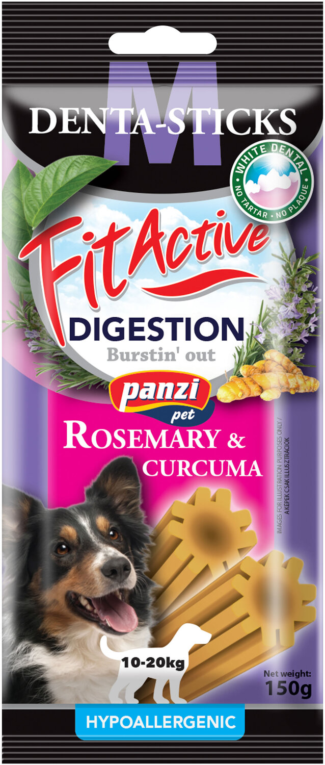 FitActive Hypoallergenic Denta-Sticks Digestion poslastica za pse - ružmarin i kurkuma M - 150 g