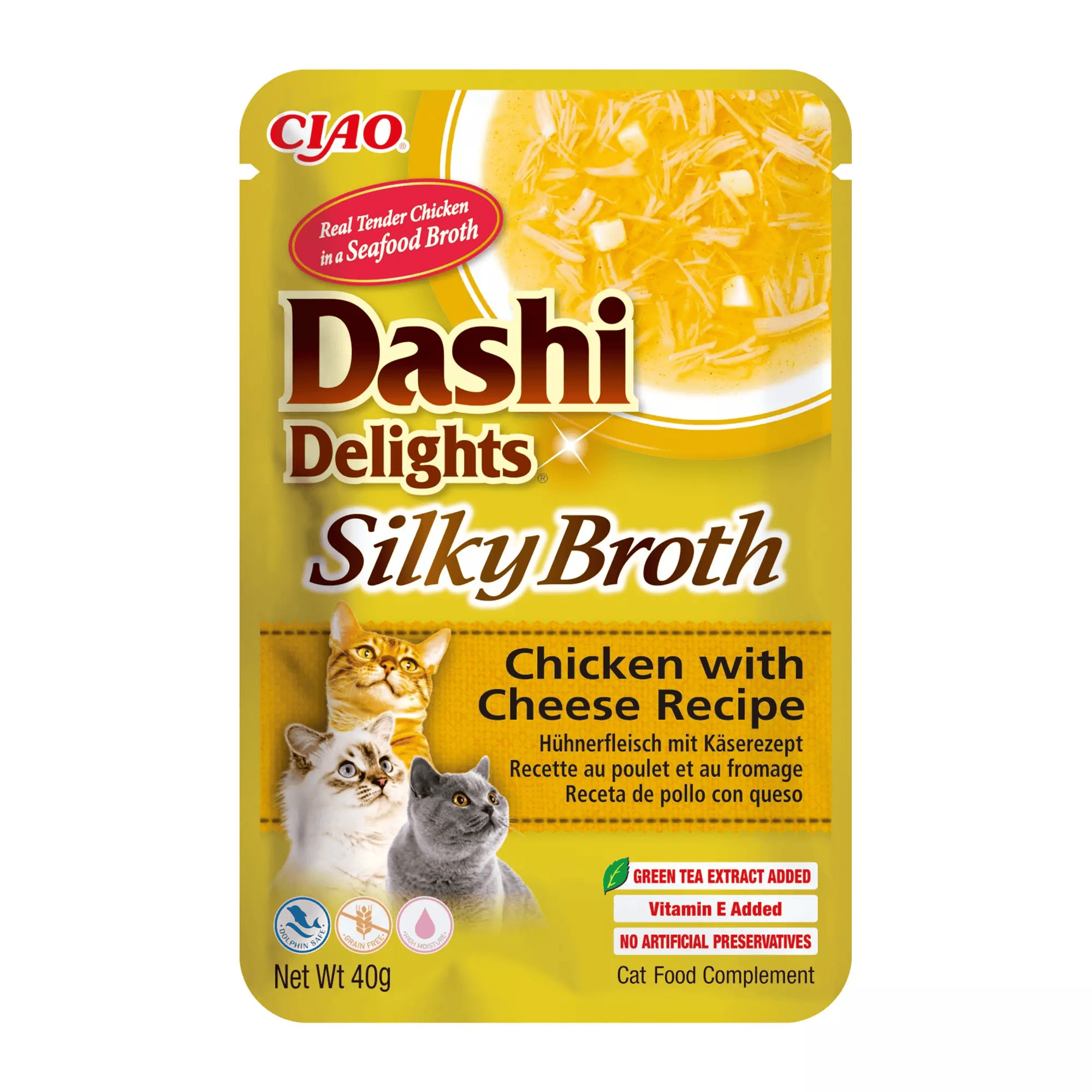 Inaba Dashi Delights Silky Broth vlhké krmivo pro kočky - kuře se sýrem 40 g