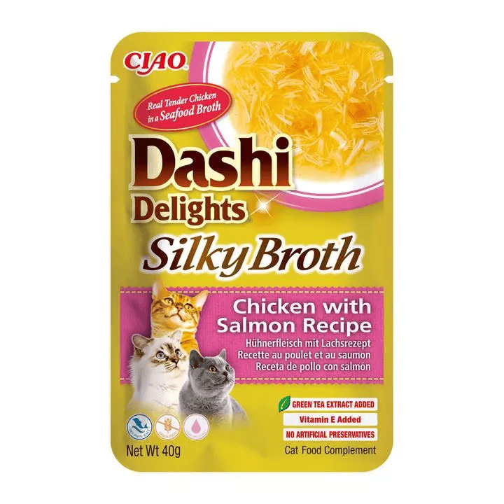 Inaba Dashi Delights Silky Broth vlhké krmivo pro kočky - kuře s lososem 40 g