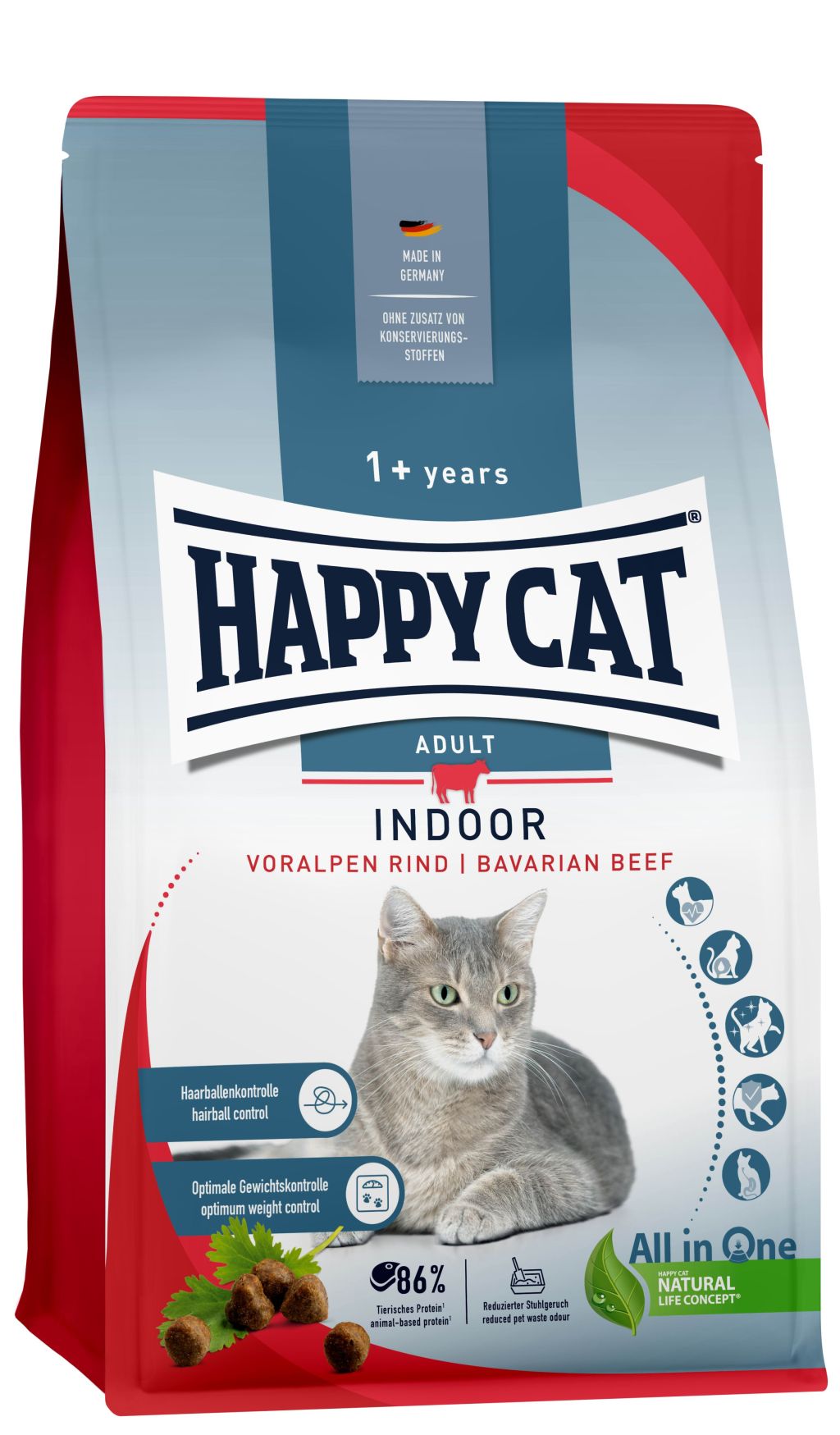 Happy Cat Indoor Voralpen Rind - Hovězí 2 x 4 kg