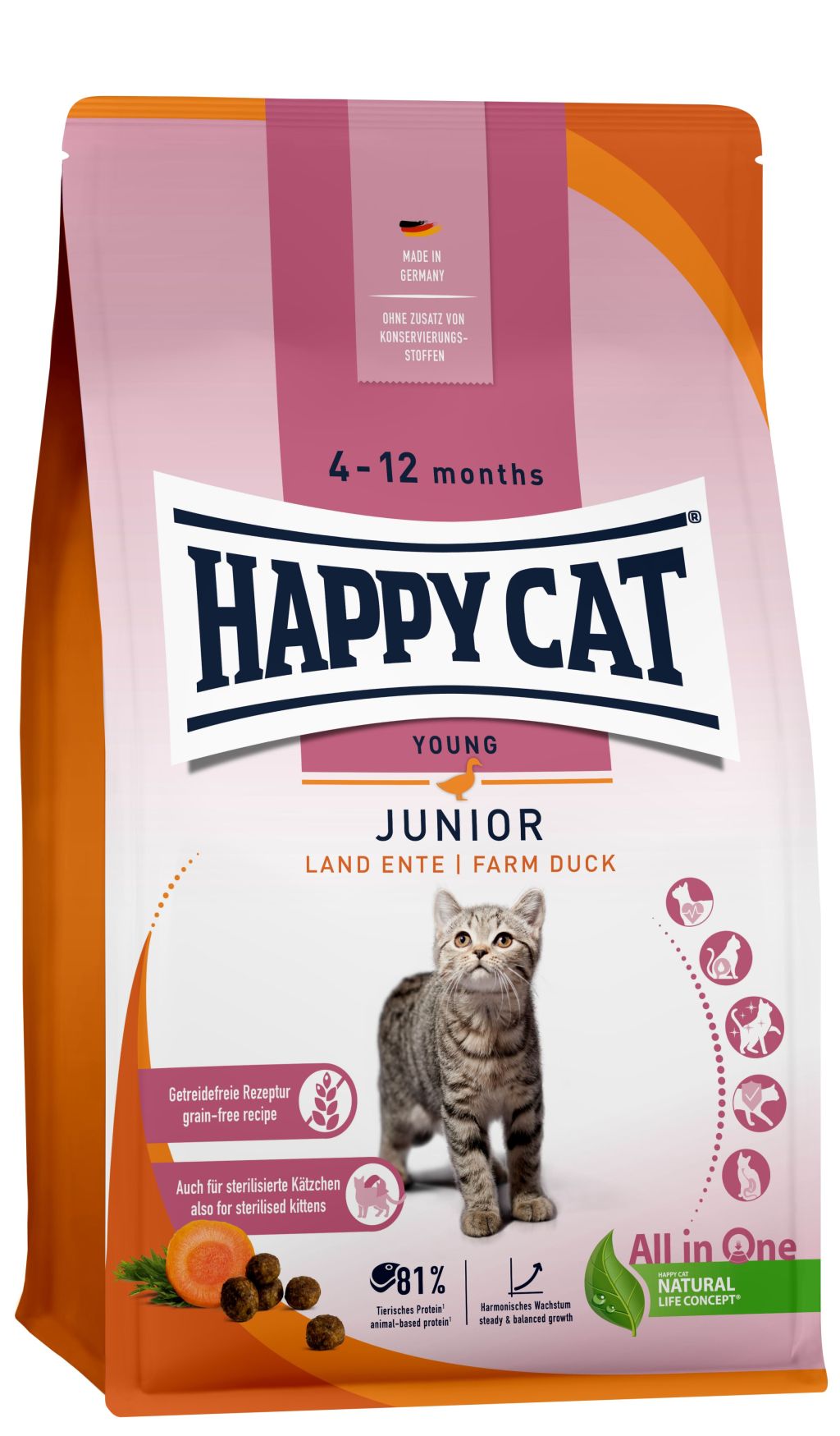 Happy Cat Junior Land Ente - Kachní 2 x 4 kg