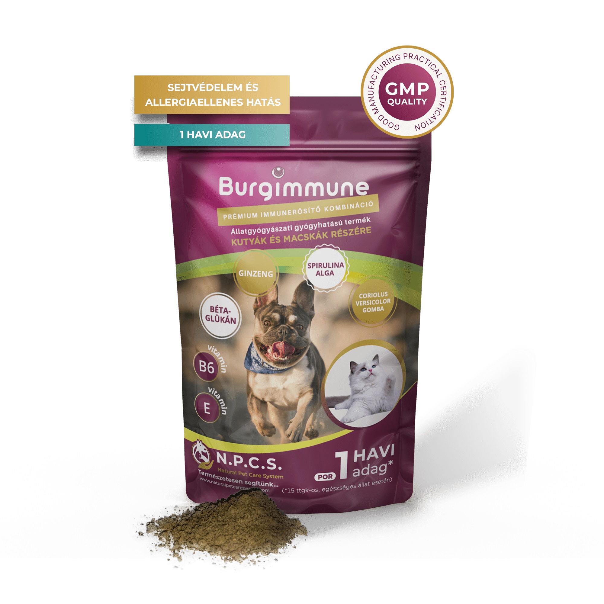 Natural Pet Care System Burgimmune Immunverstärkung-Pulver für Hunde und Katzen 135 g