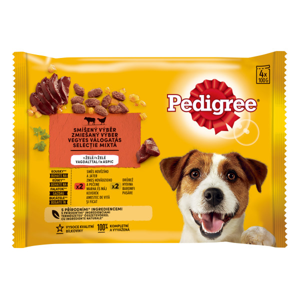 Pedigree Vital Protection krmivo v hliníkové kapsičce s hovězím a drůbežím masem v rosolu 4 x 100 g
