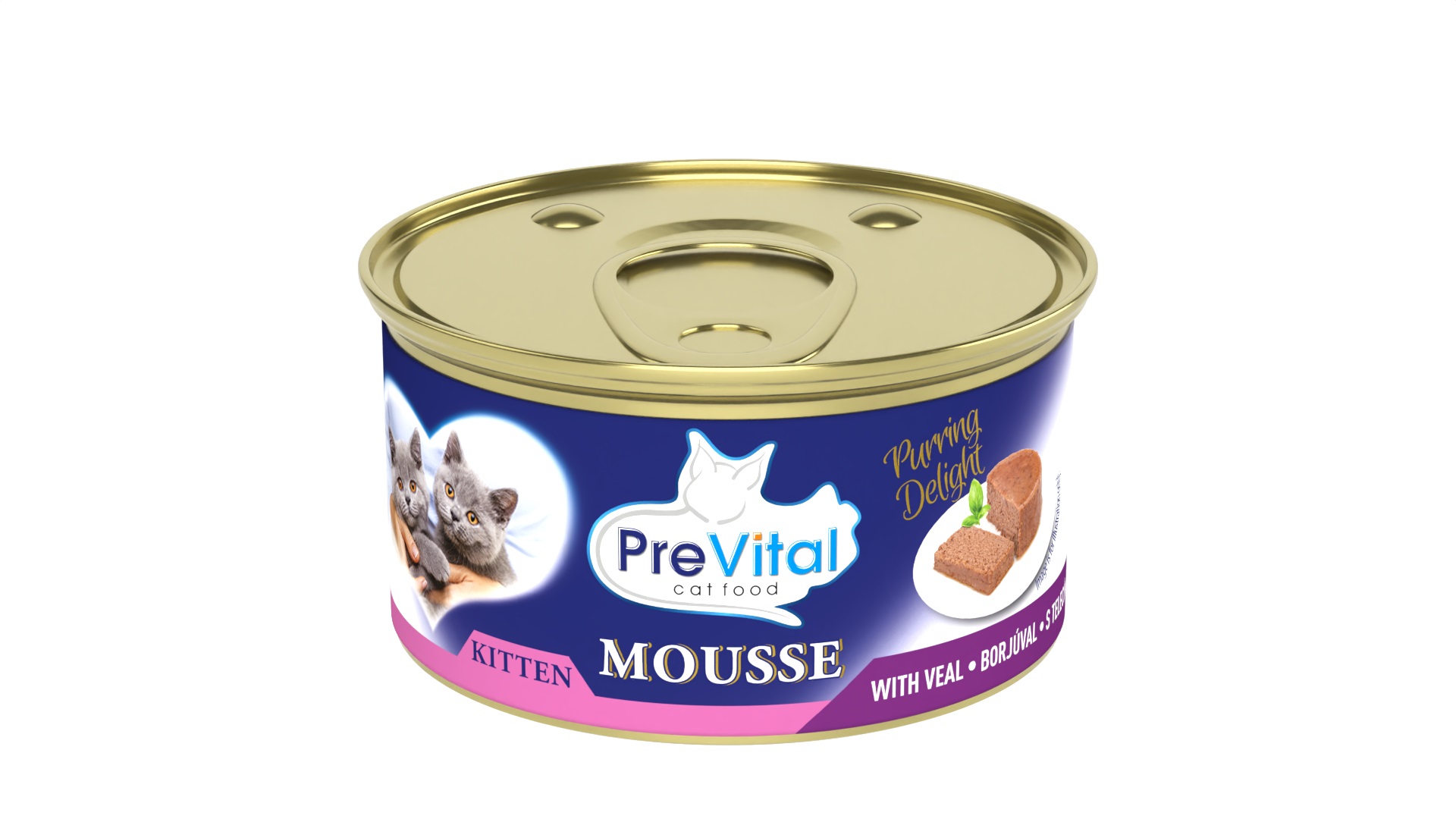 PreVital Mousse Kitten konzerva pro kočky - telecí maso 85 g