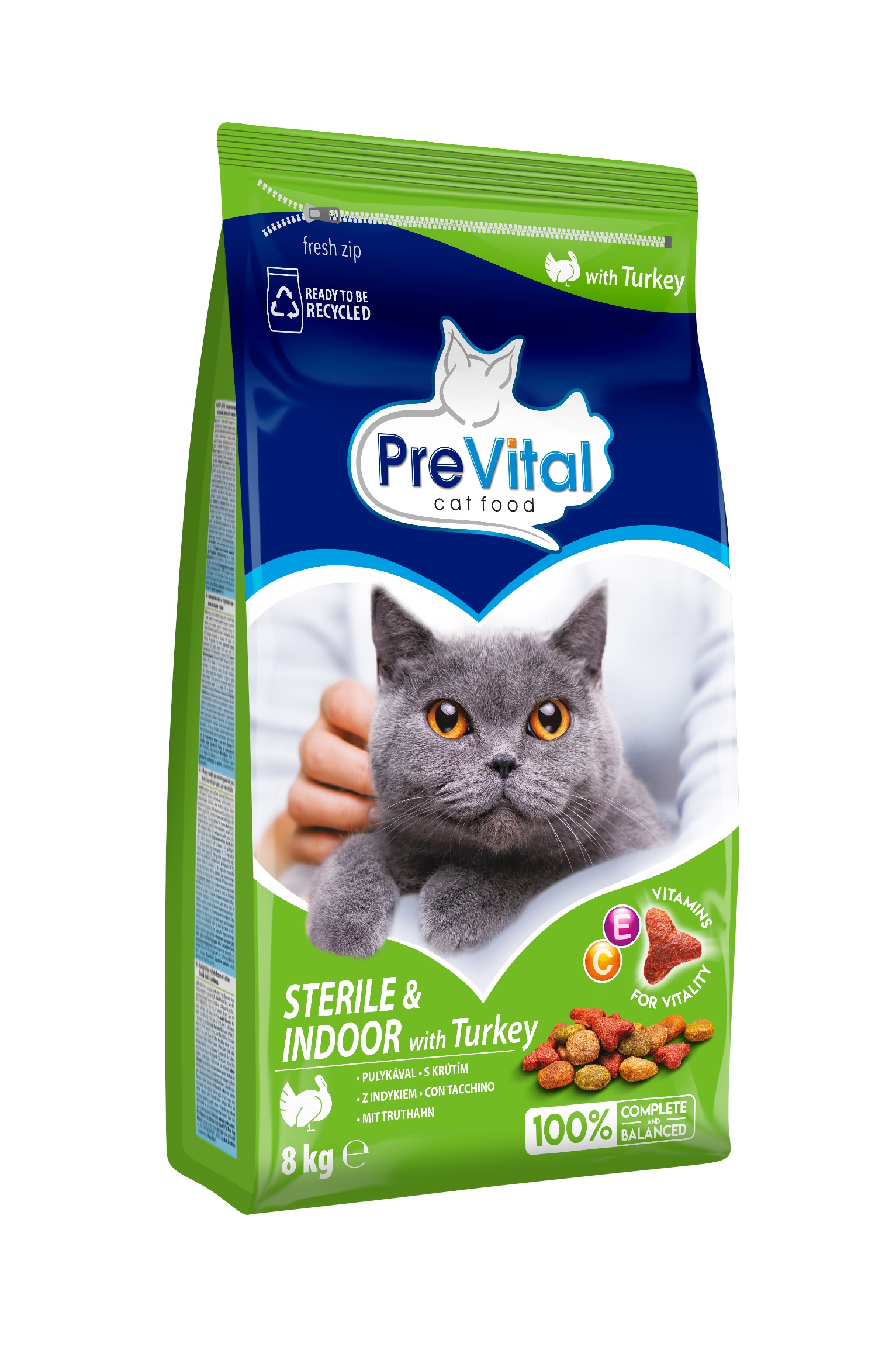 PreVital Sterile & Indoor száraz macskatáp - pulyka 2 x 1,4 kg