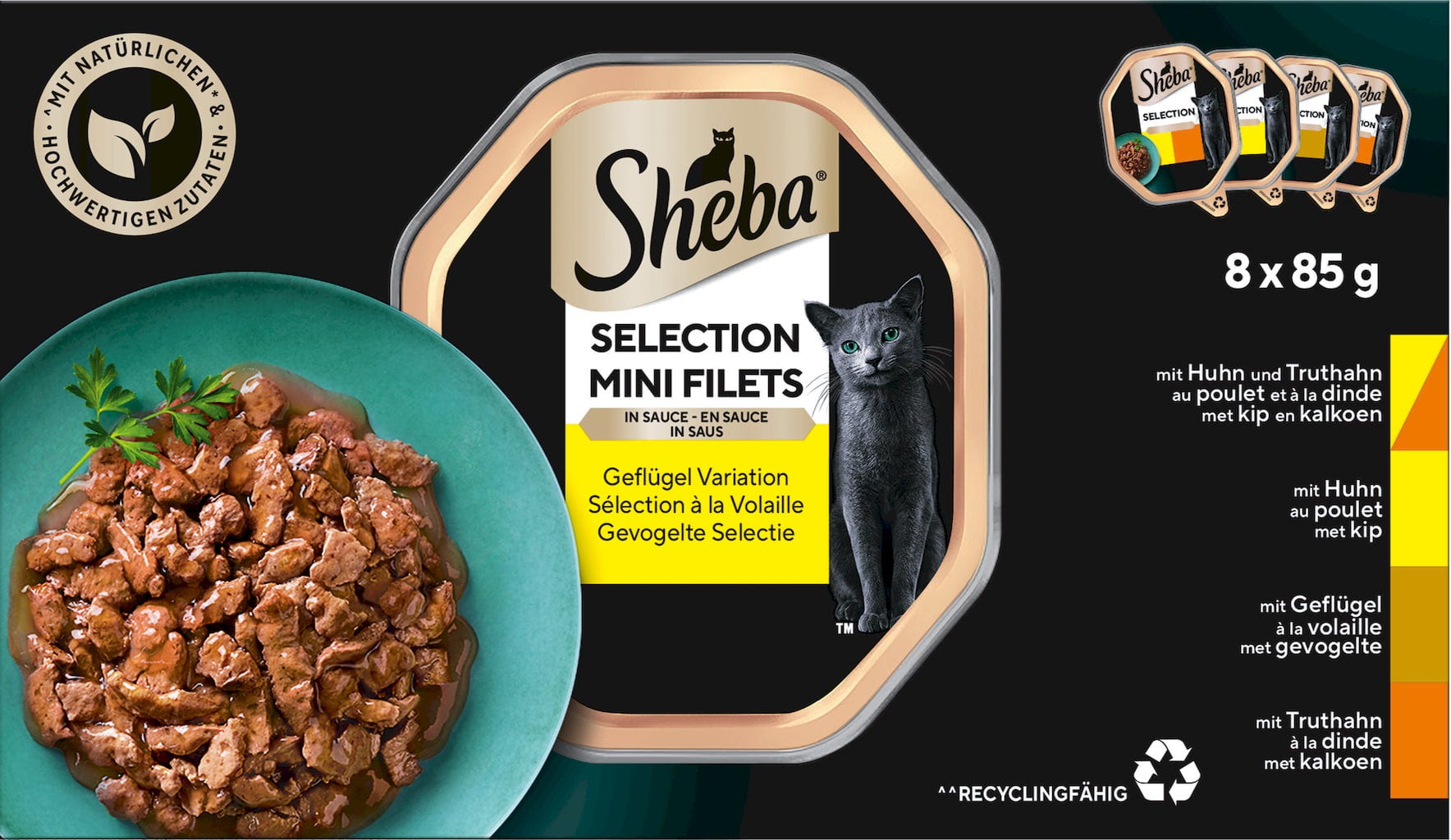 Sheba Selection Mini Filets nedves macskatáp szárnyas válogatás 8 x 85 g