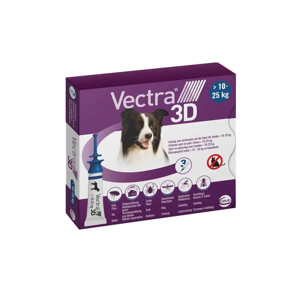 Vectra 3D rácsepegtető oldat M-es közepes testű kutyáknak 3 x 3,6 ml