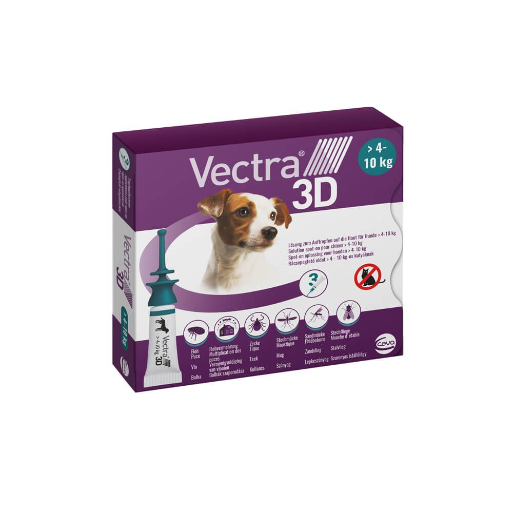Vectra 3D rácsepegtető oldat S-es kistestű kutyáknak 3 x 1,6 ml